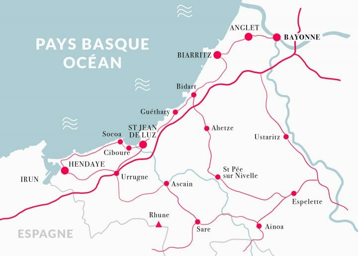 Carte de la côte basque en France